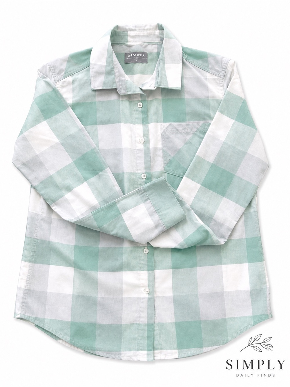 Simms Mint Green & White Buffalo Check Shirt